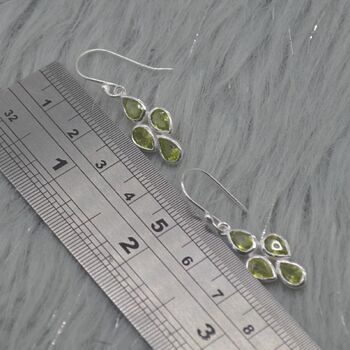 Peridot Sterling Silver Drop Earrings: August Birthstone, 2 of 9