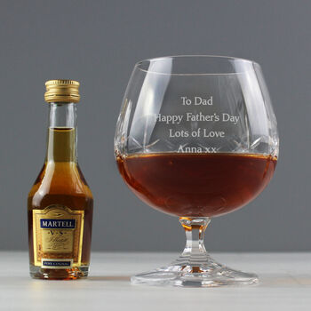 Personalised Brandy Glass And Miniature Brandy Gift Set, 3 of 4