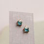 Aquamarine Art Deco Sterling Silver Stud Earrings, thumbnail 3 of 5