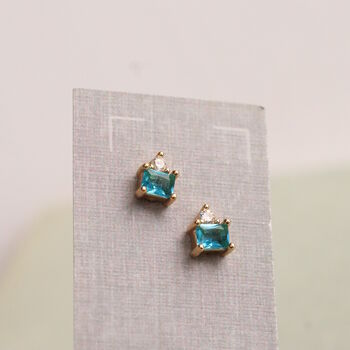 Aquamarine Art Deco Sterling Silver Stud Earrings, 3 of 5