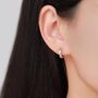 Sterling Silver Cross Over Cz Criss Cross Pave Hoop Earrings, thumbnail 2 of 12