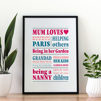 Mum Loves Personalised Print, 4 of 4