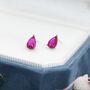 Sterling Silver Ruby Pink Droplet Stud Earrings, thumbnail 1 of 12