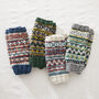 Fair Trade Fair Isle Knit Wool Lined Wristwarmer Gloves, thumbnail 1 of 10