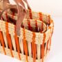 Decorative Reed Storage Basket, Orange Stripe, thumbnail 3 of 9