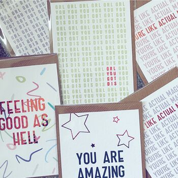 Personalised 'Feeling Good As Hell' Postcard, 2 of 4