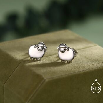Fluffy Sheep Stud Earrings In Sterling Silver, 8 of 12