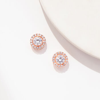 Gold Plated Round Crystal Stud Earrings, 4 of 6