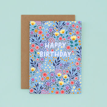 Floral Birthday Card For Women, Light Blue Flowers, For Her, 2 of 5