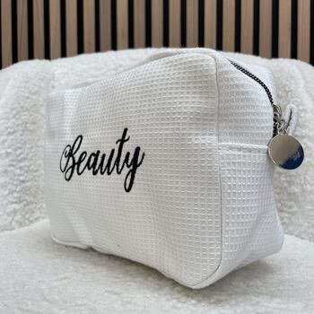 Personalised Waffle Embroidered Makeup Cosmetic Bag, 4 of 4