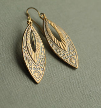 Victorian Brocade Gold Drop Earrings, 5 of 7