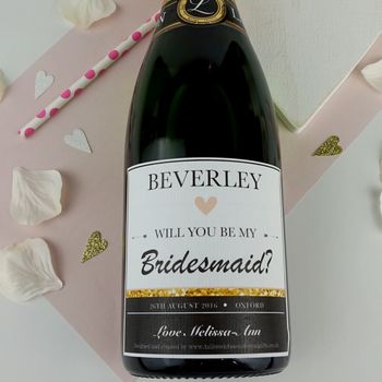 Will You Be My Bridesmaid Mini Champagne Label B And G, 3 of 4