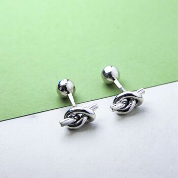 Solid Silver Knot Men's Cufflink Gift, 2 of 6