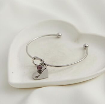 Personalised Heart Knot Gemstone Bangle, 3 of 8