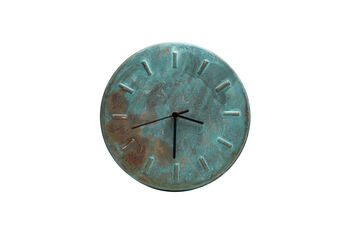Handmade Green Patina Copper Wall Clock – 300 Mm Diameter, 4 of 4