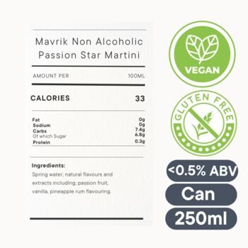 New Mavrik Non Alcoholic Passionfruit Martini Four Pack, 2 of 5