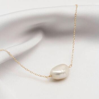 Cara Single Sideways Large Pearl Necklace, 2 of 2