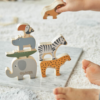 Personalised Wooden Stacking Animals Game, 5 of 7