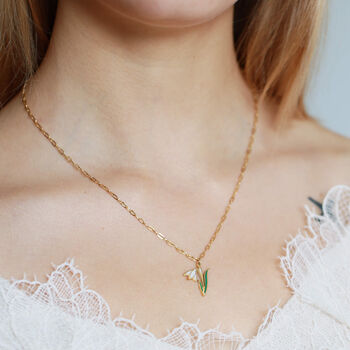 Cut Out Enamelled Birth Flower Necklace In A Gift Box, 2 of 12