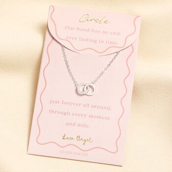 Interlocking Circle Pendant Carded Necklace In Gold Or Silver, 2 of 4