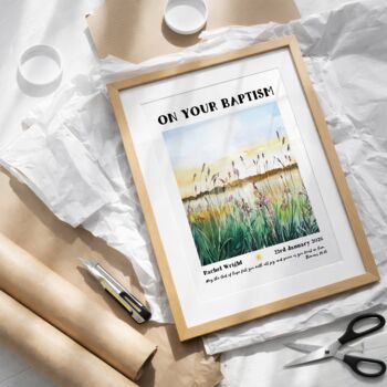 Personalised Baptism Gift Print For Adults, Meadow Design, 2 of 10