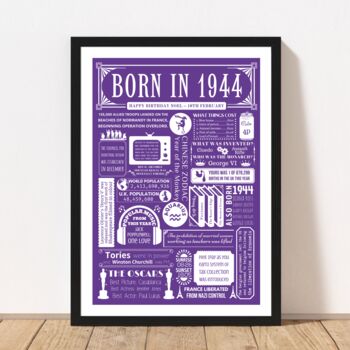 1944 Personalised 80th Birthday Fact Print Gift, 5 of 10