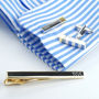 Personalised Tie Clip And Bar Tip Cufflinks Set, thumbnail 2 of 10