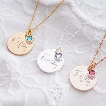 Sterling Silver 50th Birthday Disc Name Necklace, 7 of 12