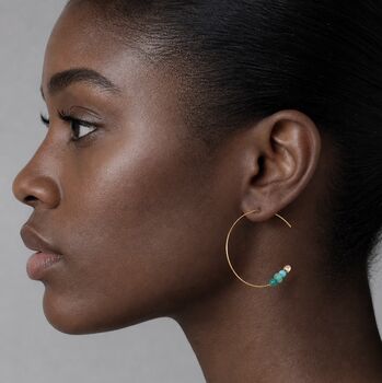 Turquoise Amazonite Hoop Earrings, 2 of 8