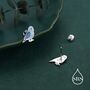 Sterling Silver Blue Enamel Budgie Stud Earring, thumbnail 3 of 12