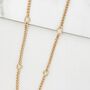 Gold Curb Chain Necklace With Three Pale Green Hearts, thumbnail 2 of 4