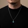 Silver Genuine Turquoise Stone Pendant Necklace, thumbnail 8 of 12