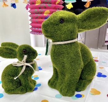 Flocked Grass Green Easter Bunny Decor, 2 of 5