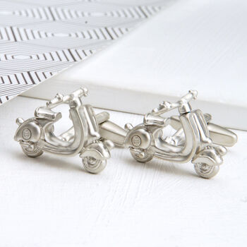 Personalised Retro Silver Scooter Cufflinks, 3 of 8