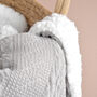 Personalised Knitted Grey Blanket With Bow, thumbnail 4 of 8