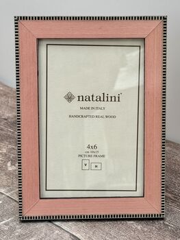 Natalini Pink With Outer Chequered Border Photo Frame, 2 of 4