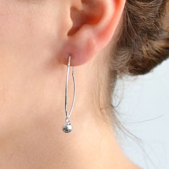 Sterling Silver Bow And Ball Threader Earrings, 2 of 4