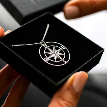 Compass Necklace In Sterling Silver, 24ct Gold Vermeil, 5 of 10