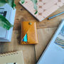 Golden Yellow Leather Wallet With Wave And Sun Detail, thumbnail 3 of 4