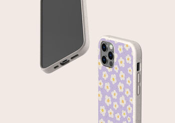 Retro Purple Flowers Biodegradable Phone Case, 3 of 7