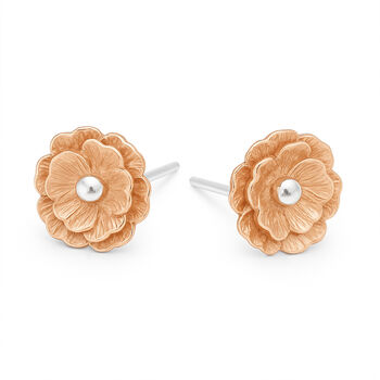Sterling Silver And Rose Gold August Birth Flower Stud Earrings – 7mm, 5 of 10