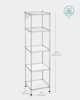 Five Tier Bathroom Storage Rack With Hooks, 2 of 9