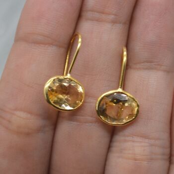 Citrine Earrings: Dangle Drop, Silver Or Gold, November Birthstone, 4 of 9