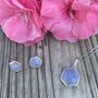 Sterling Silver Hexagon Blue Lace Agate Earrings, thumbnail 5 of 6