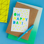 Oh Happy Day! Handmade Card Neon Yellow/Green/Blue, thumbnail 3 of 7