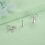 Sterling Silver Bow Stud Earrings 16 G Flat Back Labret, thumbnail 6 of 10