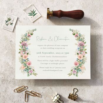 Blush Pink Roses And Greenery Wedding Invitation Suite, 7 of 12