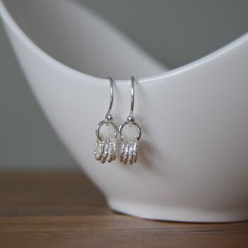 Sterling Silver Four Ring 40th Earrings, 2 of 3