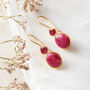 Ruby Cabochon Gold Plated Silver Double Drop Earrings, thumbnail 7 of 11
