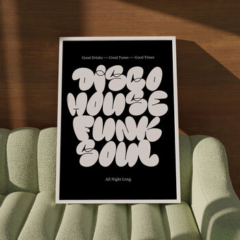 Disco House Funk Soul Music Print | Music Poster | Event Print | Wall Art | A5 A4 A3 | Bold | Typographic | Quote | Wall Decor |, 7 of 9